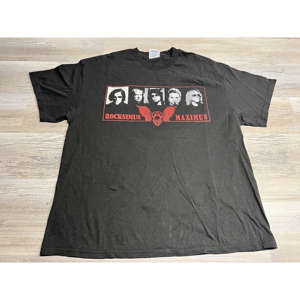 Vintage Y2K Aerosmith Rocksimus Maximus Tour T-Shirt Black‎ 2002 Size XL
